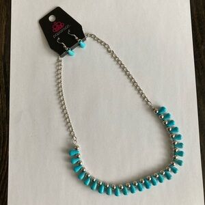 Turquoise Silver Necklace Earring Set